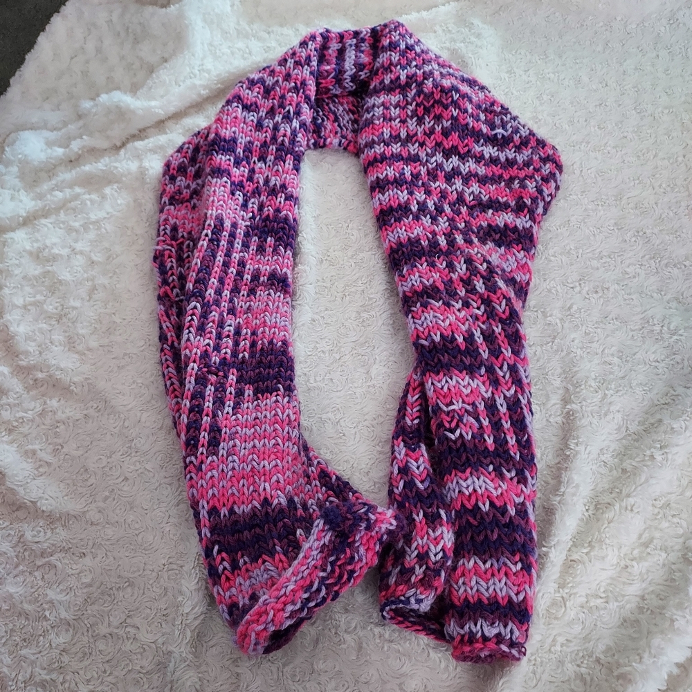 Fun Short handmade knit scarf shawl pink and purple Project